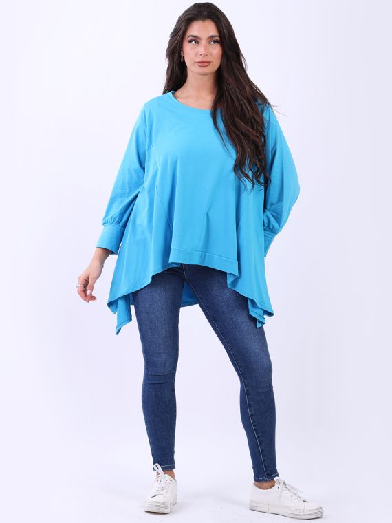 Wholesale Made In Italy Ladies Plus Size Batwing Cotton Lagenlook Top