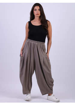 Italian Ladies Relaxed Fit Front Pleated Cotton Pant