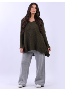 Italian Plain Wool Knitted Lagenlook Plus Size Jumper