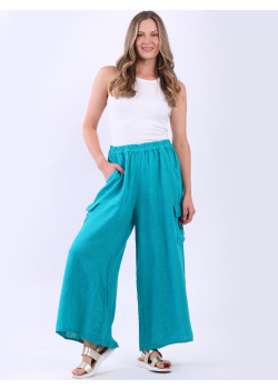 Italian Wide Leg Plain Linen Pant